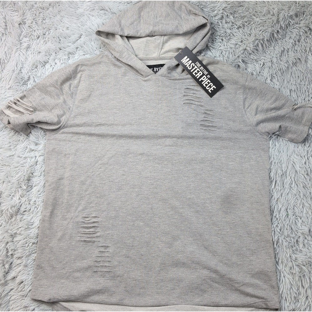 Five By Five Sweatshirt Mens XL Gray Hoodie Distressed Lightweight Soft New
